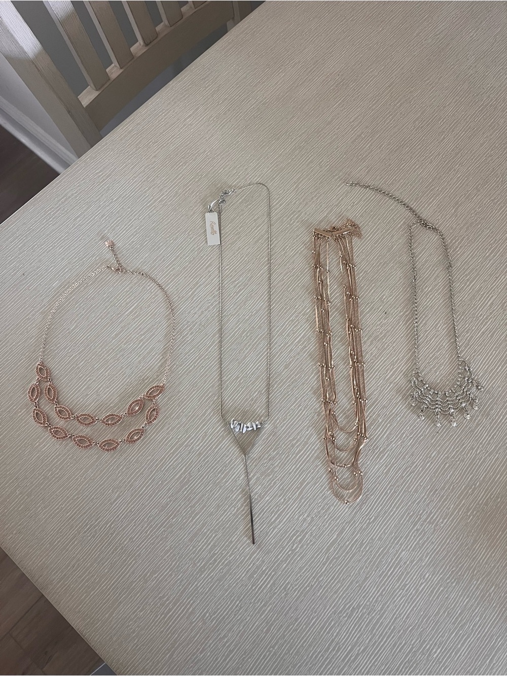 Mixed Metal Layered Necklace Set - Rose Gold & Silver Women's Jewelry